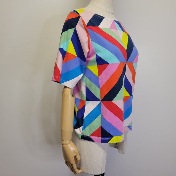 Marimekko x Uniqlo Colorful Geometric Boxy Oversized Tee Shirt Womens XS - Picture 3 of 9